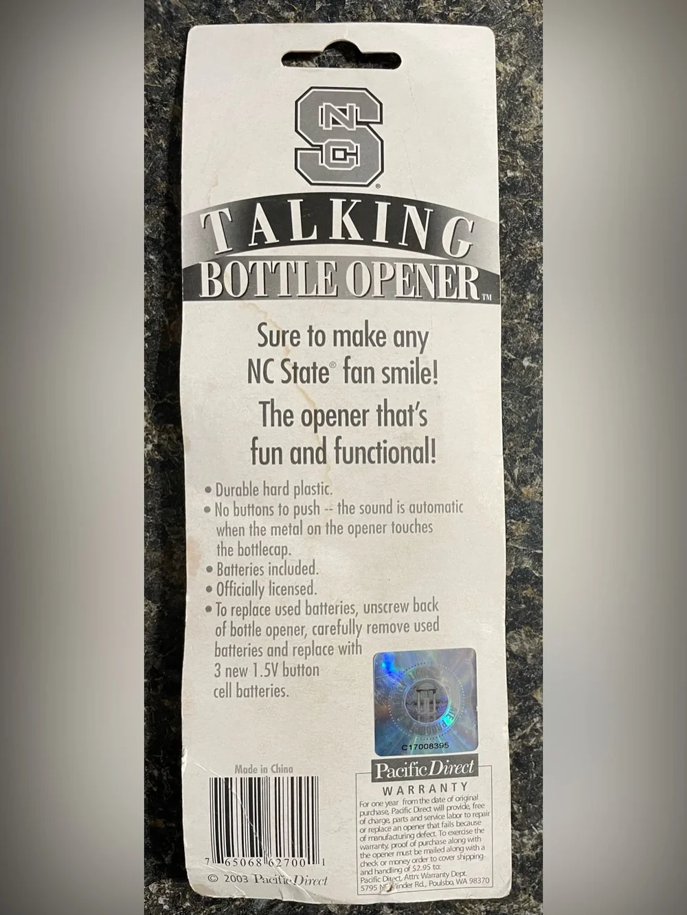 VINTAGE NC State Wokfpack Band Fight Song Talking Bottle Opener NCAA Tailgate
